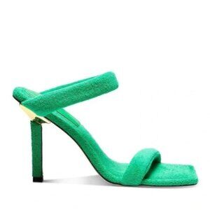 Good American Green Terry Heels Sandals Size 7